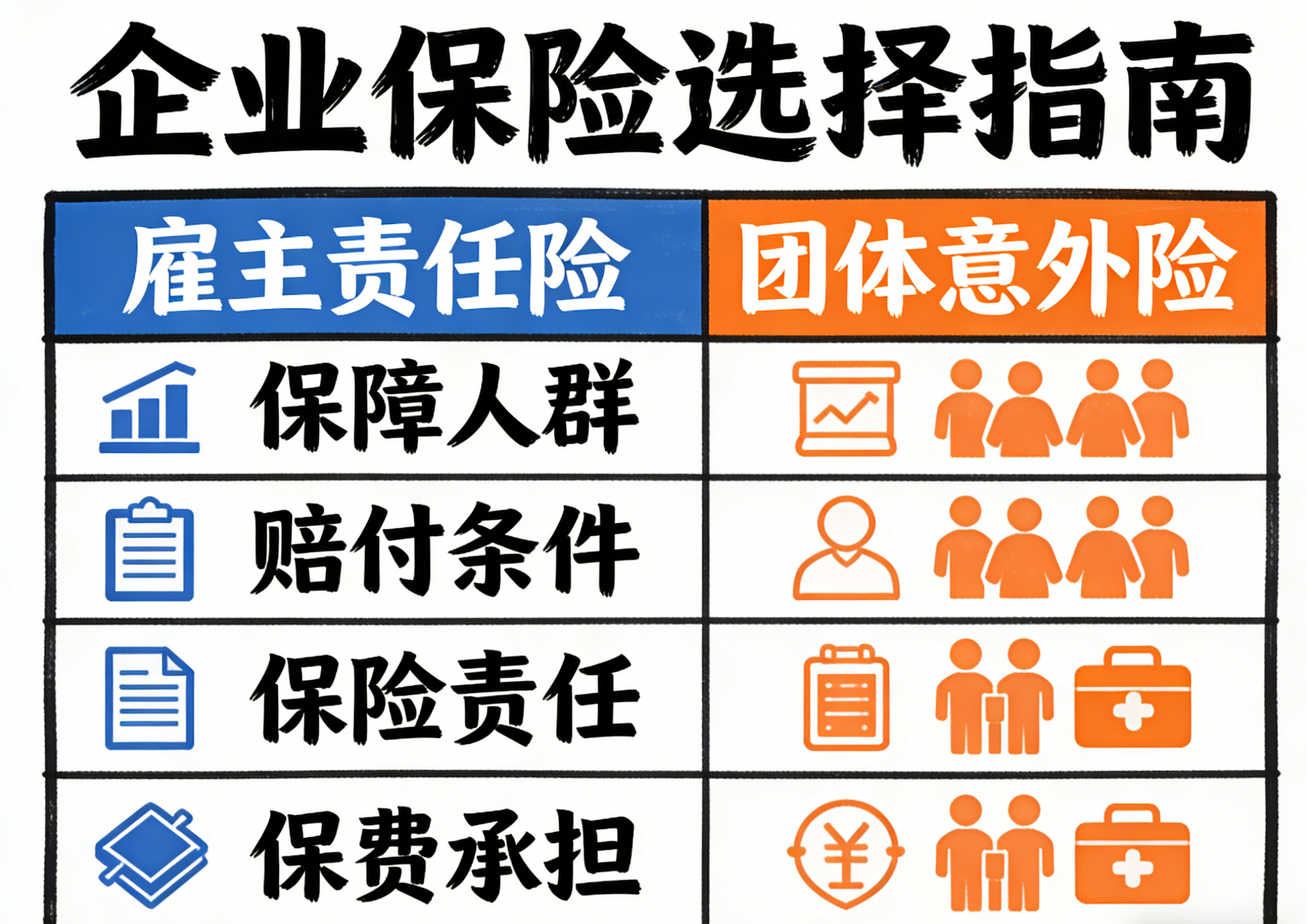 雇主责任险 vs 团体意外险 企业主必知核心差异